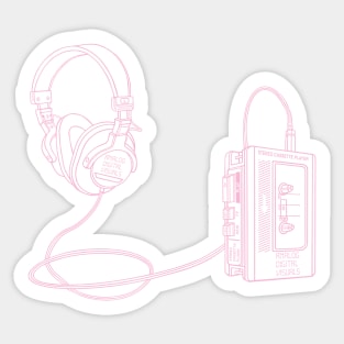 Portable Tape Player (Light Pink Lines) Analog / Music Sticker